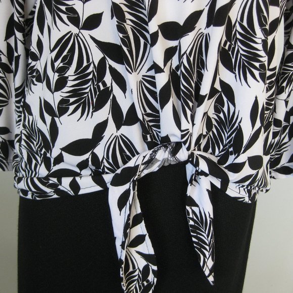 Easywear by Chico's V-Neck Tie-Front Tropical Shirt - Picture 3 of 10